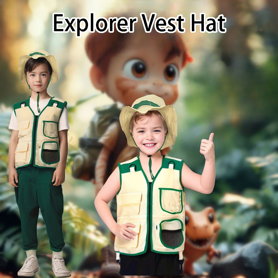 어린이 캠핑 탐험가 조끼 모자, 세트 야외 모험 옷,  - Outdoor Adventure Activities For Kids 리뷰 및 가격