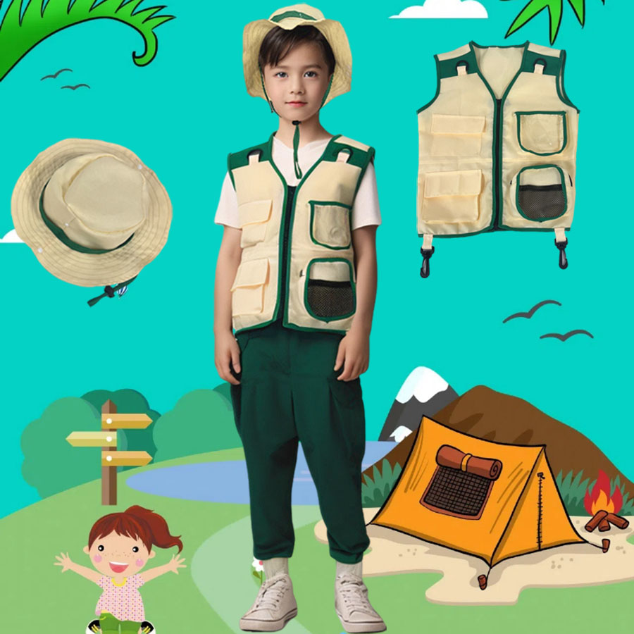 어린이 캠핑 탐험가 조끼 모자, 세트 야외 모험 옷,  - Outdoor Adventure Activities For Kids 리뷰 및 가격